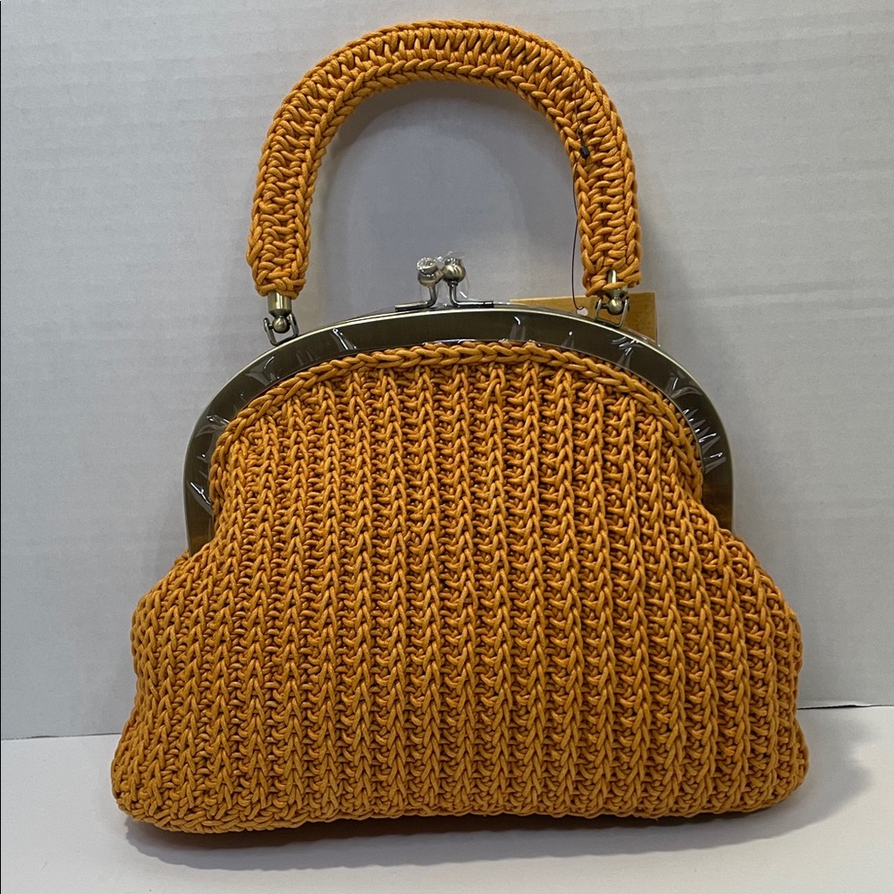 Patricia Nash Willow Top Sun Yellow Raffia Bag